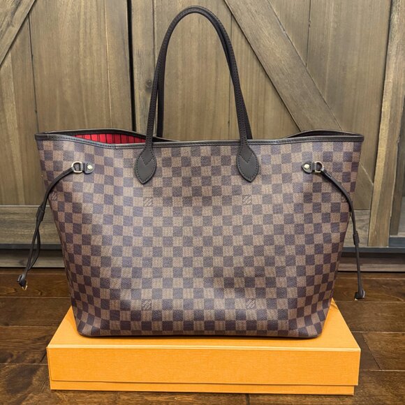 2024 Louis Vuitton Neverfull GM Damier Ebene Tote Bag w/ Cherry Red Interior - Picture 2 of 14